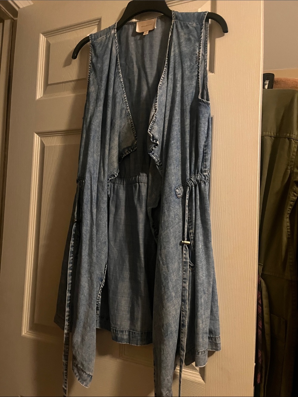 Light Blue Denim Sleeveless Vest with Adjustable Side Ties